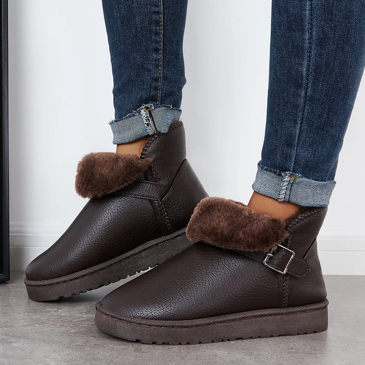 Warm Fur Lining Winter Booties Furry Waterproof Ankle Snow Boots sold by Tinstree product image thumbnail 3