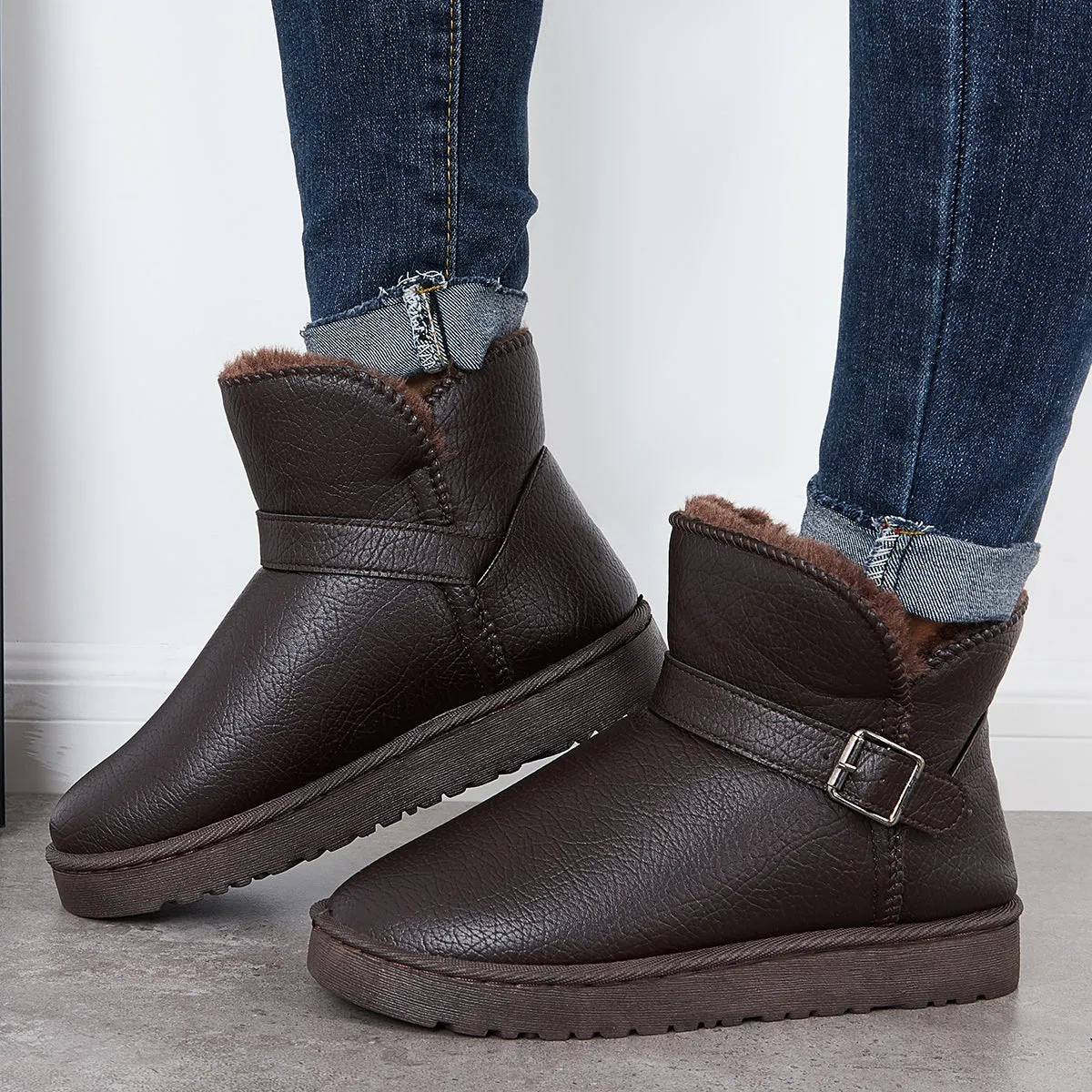 Warm Fur Lining Winter Booties Furry Waterproof Ankle Snow Boots sold by Tinstree product image thumbnail 2