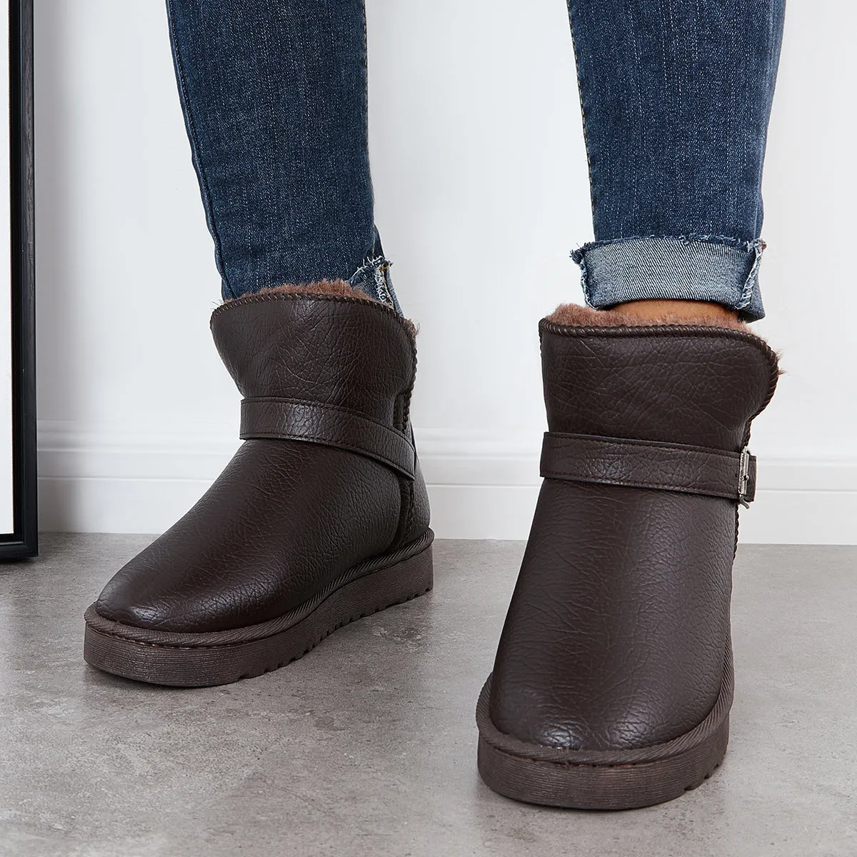 Warm Fur Lining Winter Booties Furry Waterproof Ankle Snow Boots sold by Tinstree product image thumbnail 5