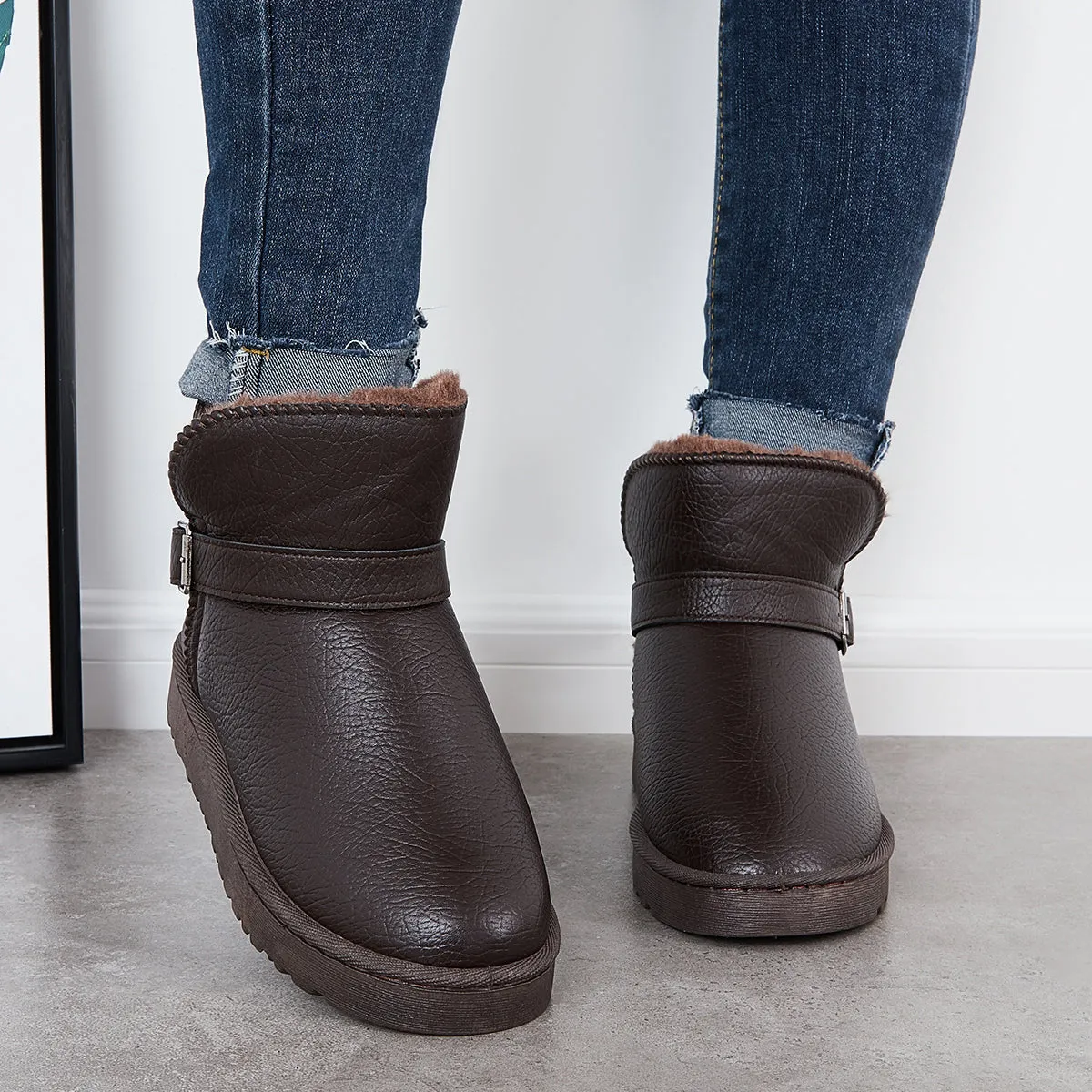 Warm Fur Lining Winter Booties Furry Waterproof Ankle Snow Boots sold by Tinstree product image thumbnail 4