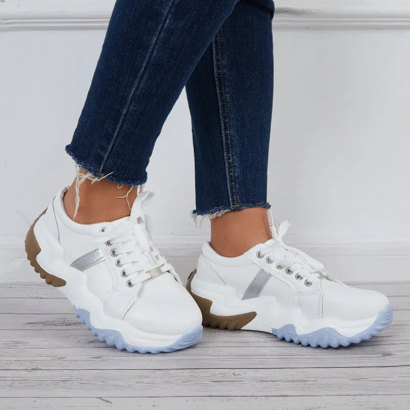 Women Platform Sneakers Lace Up Tennis Walking Shoes sold by Tinstree