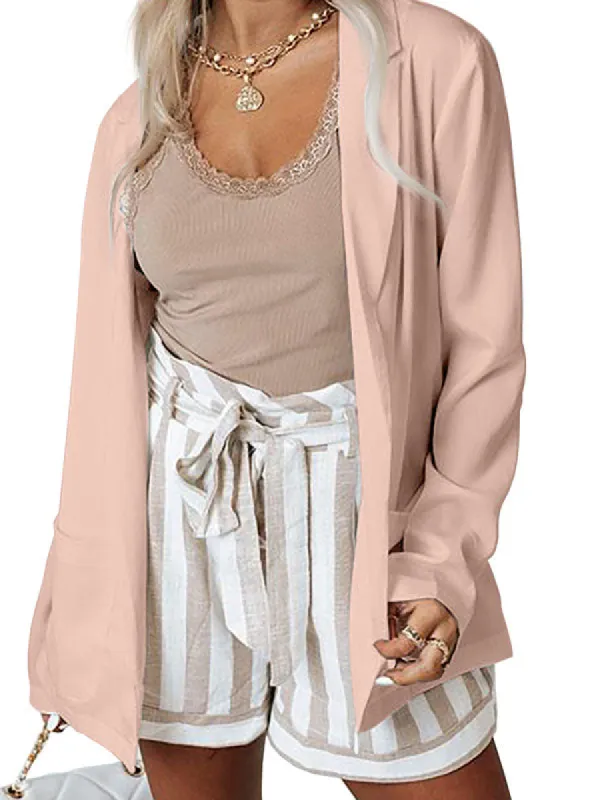 Women Lightweight Casual Open Front Blazer Suit Pockets Work Cardigan Jacket sold by Tinstree