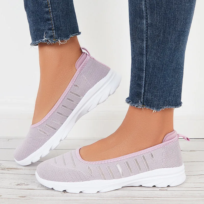 Breathable Knit Closed Toe Loafers Solid Color Slip on Shoes sold by Tinstree