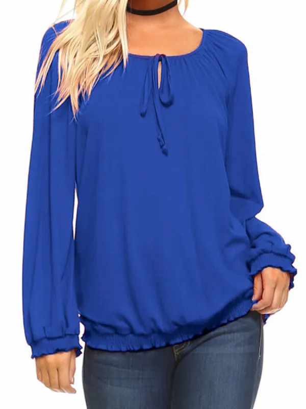 Women Long Ruffle Bubble Sleeve T-Shirts Crewneck Loose Tops Tunic Blouse sold by Tinstree
