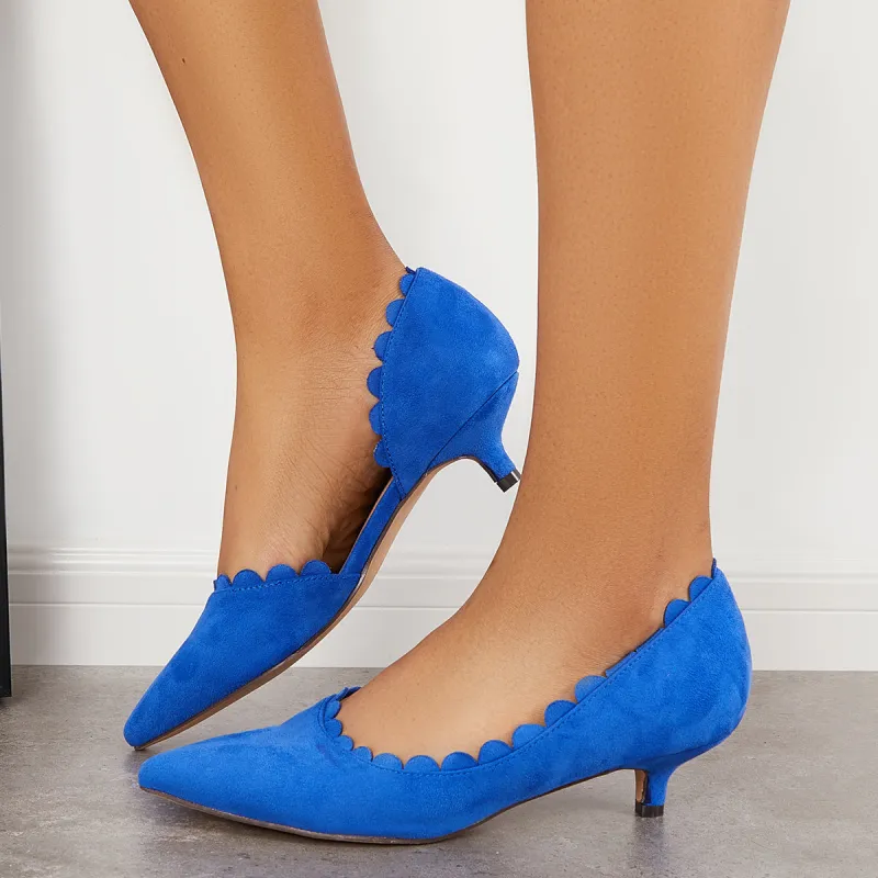 Pointed Toe Low Kitten Heel Pumps Dress Shoes sold by Tinstree