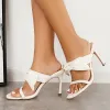 Bowknot Stiletto High Heel Mules Double Straps Slide Sandals sold by Tinstree
