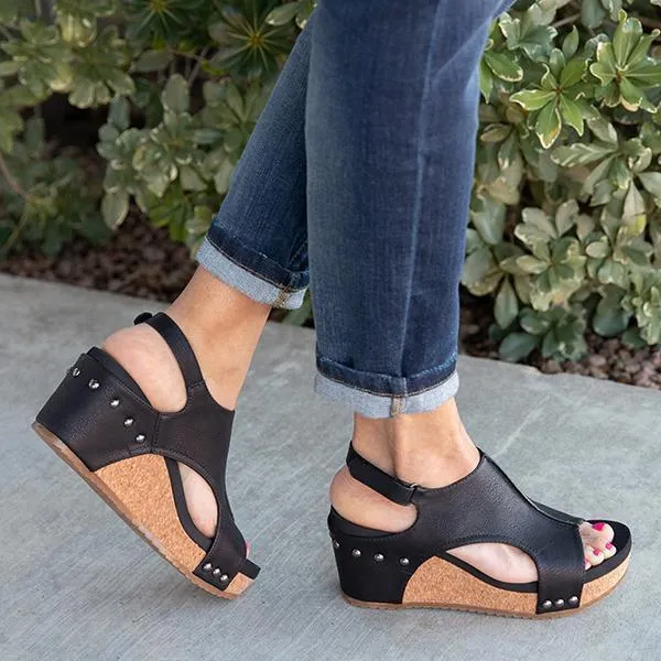 Cork Platform Wedges Slingback Ankle Buckle Strap Sandals sold by Tinstree product image thumbnail 3