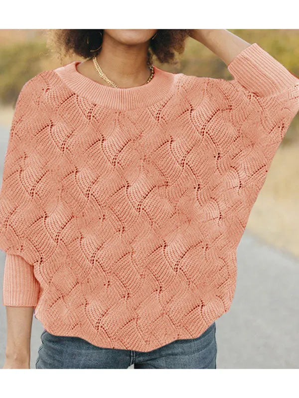 Women Hollow Out Crewneck Batwing Sleeve Knit Sweater Pullover Jumper Tops sold by Tinstree product image thumbnail 2