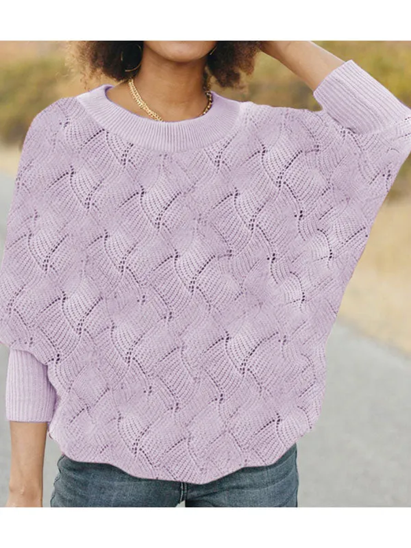 Women Hollow Out Crewneck Batwing Sleeve Knit Sweater Pullover Jumper Tops sold by Tinstree product image thumbnail 4