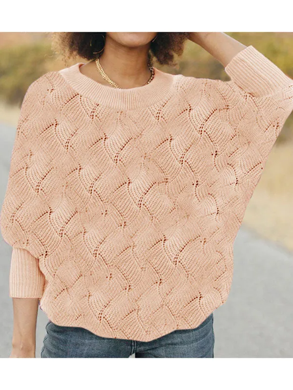 Women Hollow Out Crewneck Batwing Sleeve Knit Sweater Pullover Jumper Tops sold by Tinstree product image thumbnail 3