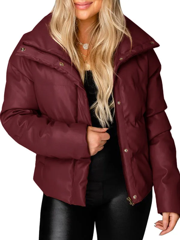 Women Winter Warm Long Sleeve Puffer Jacket Baggy Short Down Coats sold by Tinstree