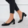 Buckle Block Low Heel Pumps Pointed Toe Solid Color Office Shoes sold by Tinstree