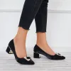 Buckle Block Low Heel Pumps Pointed Toe Solid Color Office Shoes sold by Tinstree