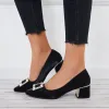 Buckle Block Low Heel Pumps Pointed Toe Solid Color Office Shoes sold by Tinstree