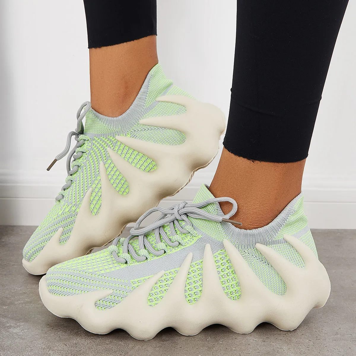 Knit Lightweight Sneakers Slip on Mesh Running Shoes sold by Tinstree