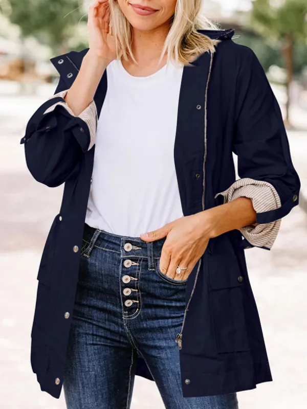 Women Long Sleeve Hoodie Jacket Zip Up Waterproof Jacket Tops sold by Tinstree