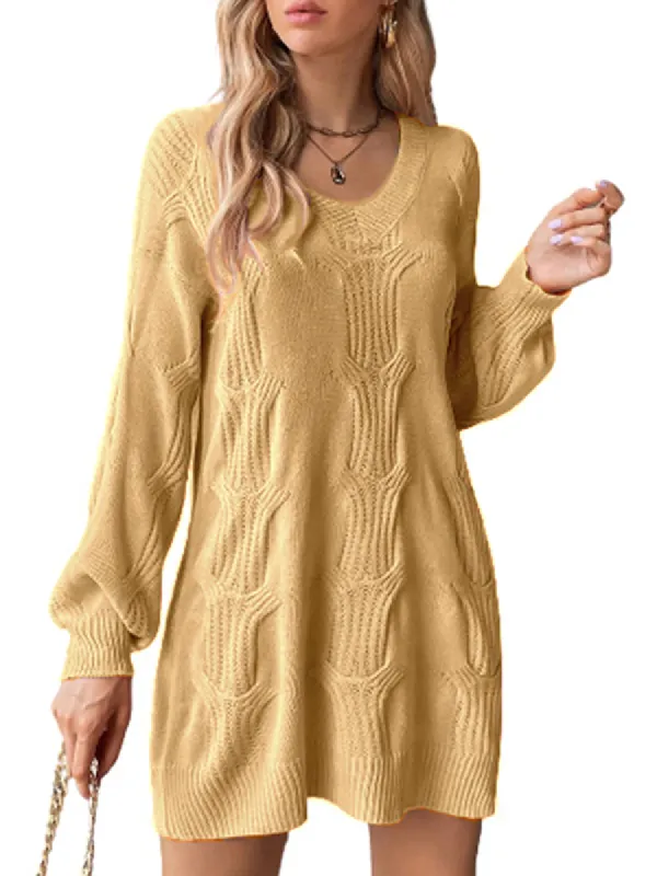 Women Sweater Short Dress Long Sleeve Crewneck Oversized Soft Knit Pullover Sweaters sold by Tinstree