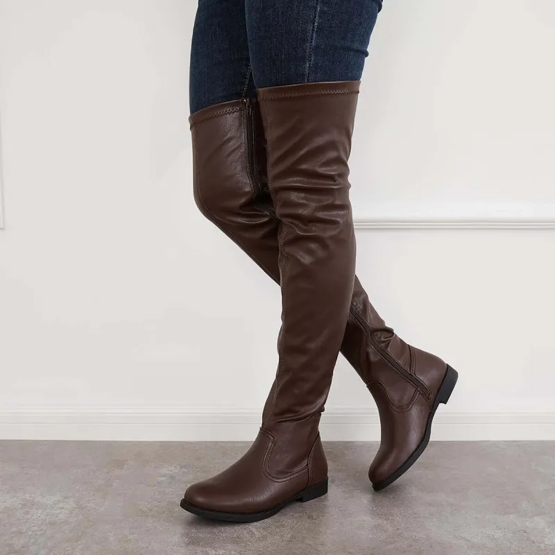 Classic Over The Knee Long Boots Block Heel Thigh High Riding Boots sold by Tinstree