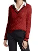 Women V Neck Sweater Long Sleeve Cable Knit Pullover Jumper Tops sold by Tinstree