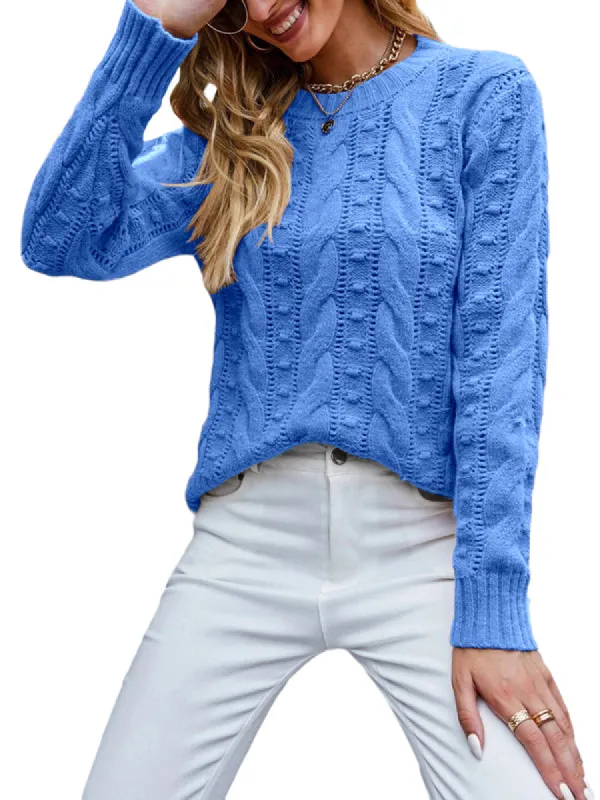 Women Pullover Sweaters Long Sleeve Slim Fit Cable Knit Winter Tops sold by Tinstree