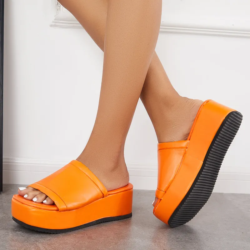 Slip on Platform Wedges Open Toe Slide Sandals sold by Tinstree
