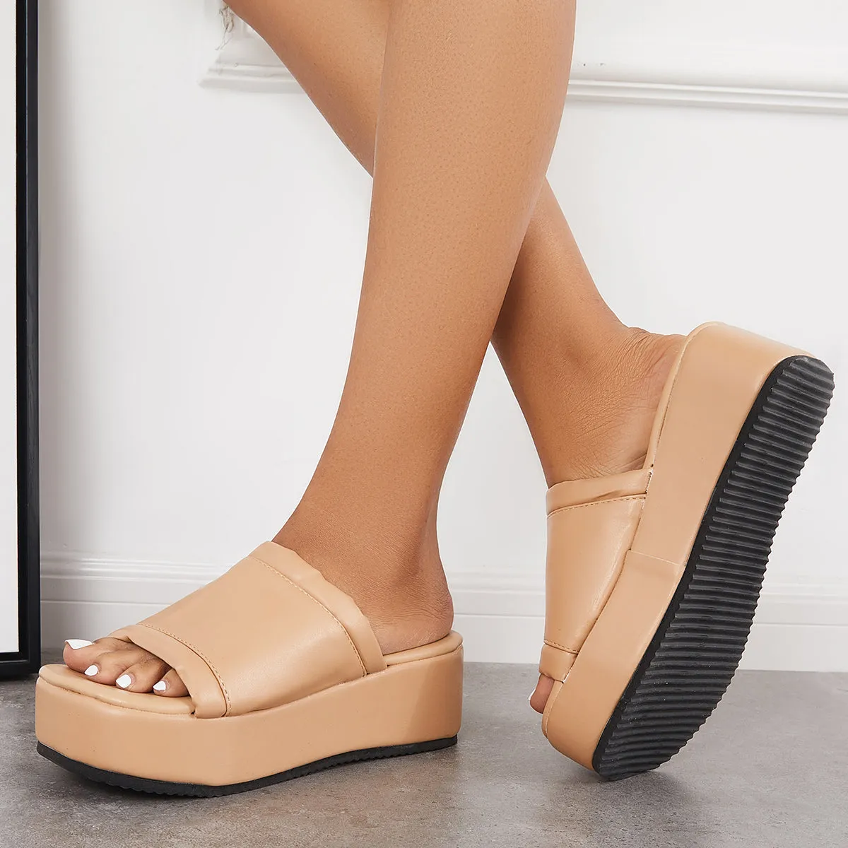 Slip on Platform Wedges Open Toe Slide Sandals sold by Tinstree product image thumbnail 5
