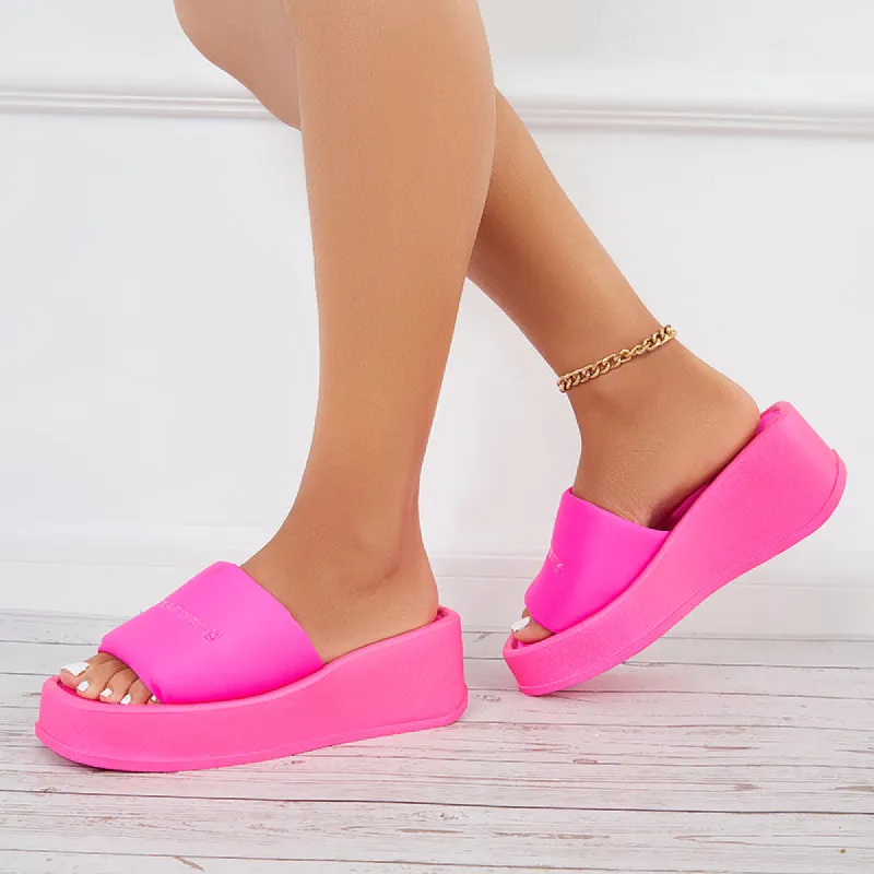 Thick Sole Platform Heel Wedges Backless Slide Sandals sold by Tinstree