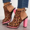 Peep Toe Chunky High Block Heels Cutout Slingback Sandals sold by Tinstree