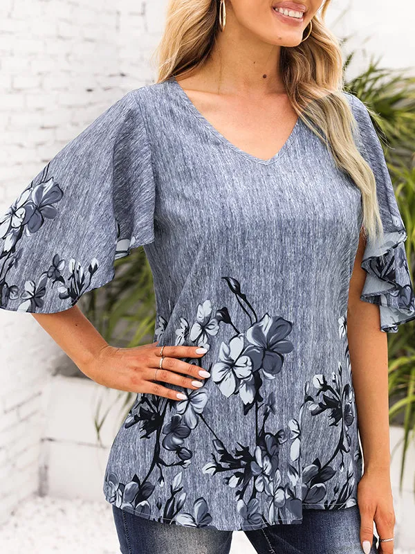 Stylish Chiffon Floral Double Layers Loose Fit Shirts sold by Tinstree product image thumbnail 2