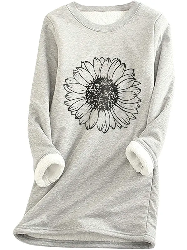 Women Warm Sherpa Lined Fleece Crewneck Sweatshirt Pullover Loungewear Tunic Tops sold by Tinstree product image thumbnail 2