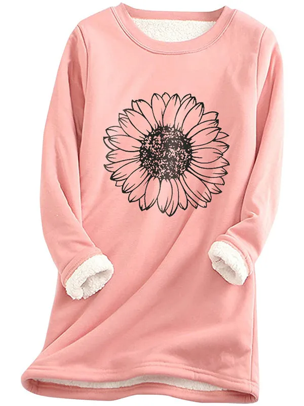 Women Warm Sherpa Lined Fleece Crewneck Sweatshirt Pullover Loungewear Tunic Tops sold by Tinstree