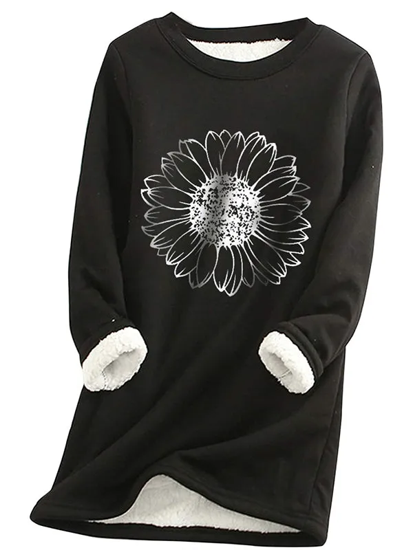 Women Warm Sherpa Lined Fleece Crewneck Sweatshirt Pullover Loungewear Tunic Tops sold by Tinstree product image thumbnail 3