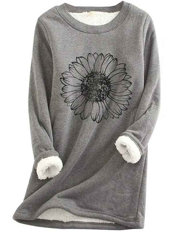 Women Warm Sherpa Lined Fleece Crewneck Sweatshirt Pullover Loungewear Tunic Tops sold by Tinstree product image thumbnail 4