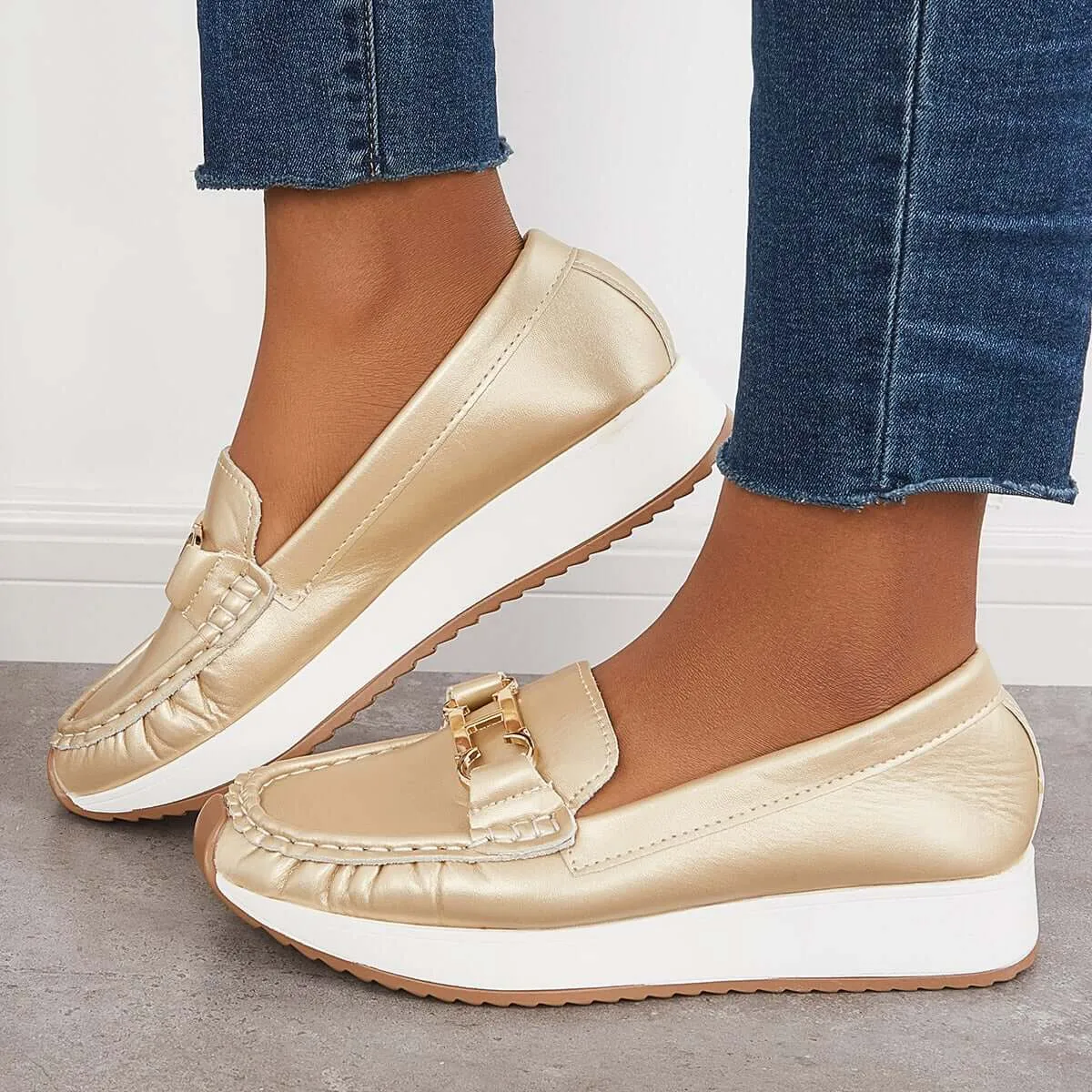 Casual Comfortable Platform Loafers Slip on Flat Boat Shoes sold by Tinstree product image thumbnail 5