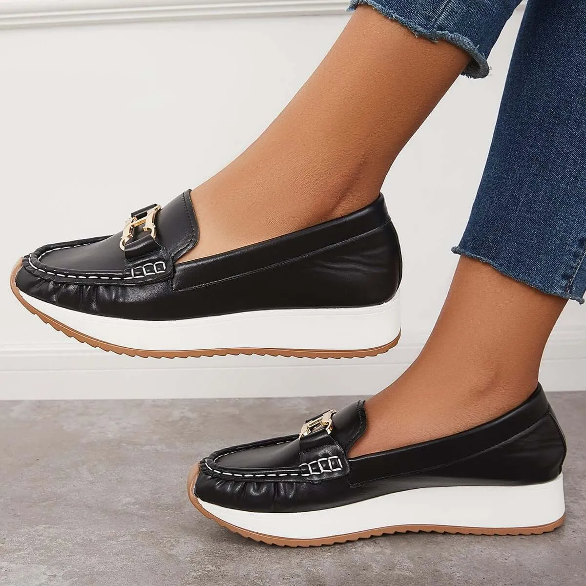 Casual Comfortable Platform Loafers Slip on Flat Boat Shoes sold by Tinstree product image thumbnail 3