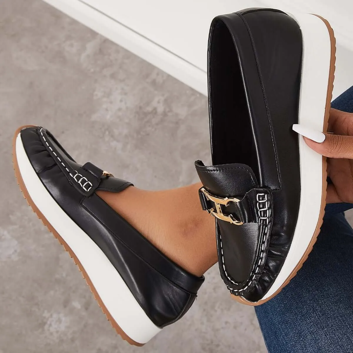 Casual Comfortable Platform Loafers Slip on Flat Boat Shoes sold by Tinstree product image thumbnail 4