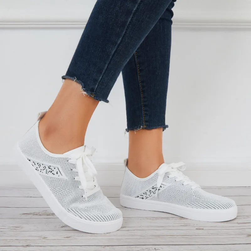 Breathable Knit Low Top Sneakers Lace Up Walking Shoes sold by Tinstree