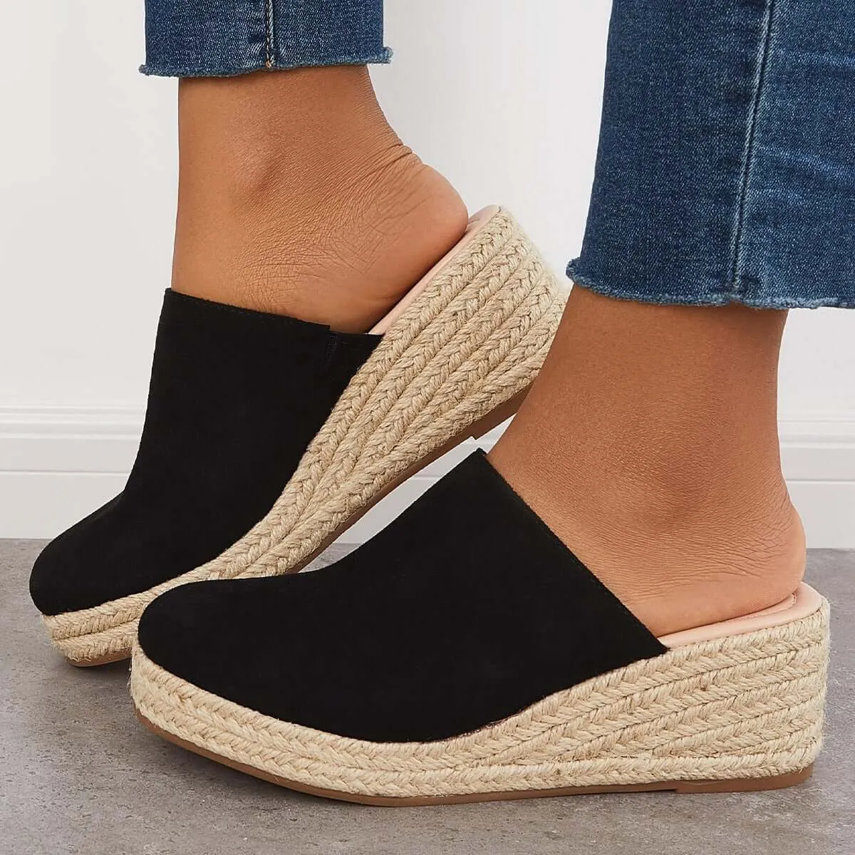 Espadrilles Mule Wedges Platform Slip on Backless Sandals sold by Tinstree