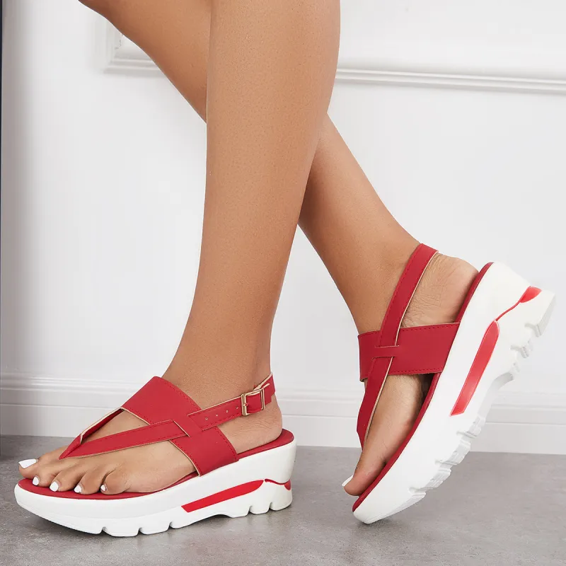 Chunky Sole Flip Flops Platform Wedge Thong Sandals sold by Tinstree