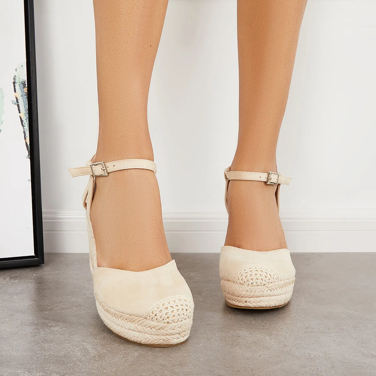 Closed Toe Espadrille Platform Wedges Ankle Strap Slingback Sandals sold by Tinstree product image thumbnail 3