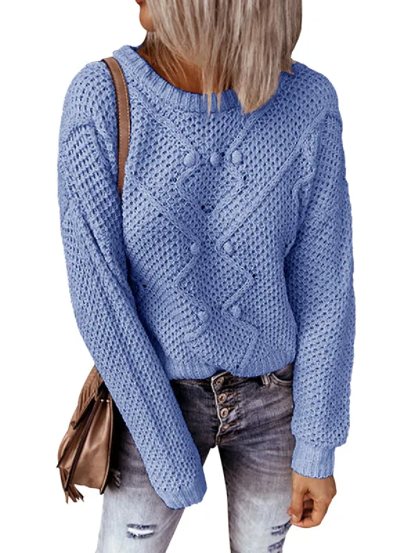 Women Sweaters Casual Long Sleeve Crewneck Pullover Knit Sweater Tops sold by Tinstree