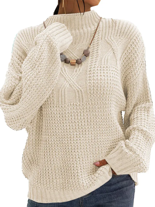 Women Turtleneck Sweater Batwing Long Sleeve Pullover Loose Chunky Knit Jumper sold by Tinstree
