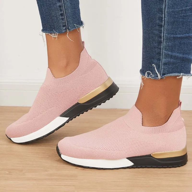 Breathable Mesh Knit Slip on Loafers Flat Walking Shoes sold by Tinstree