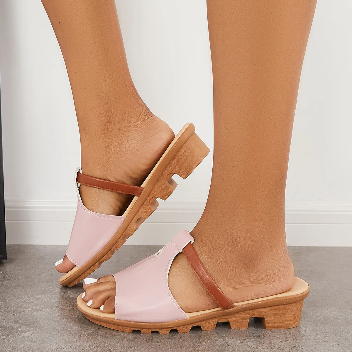 Open Toe Lug Sole Wedge Heel Slide Sandals sold by Tinstree product image thumbnail 2
