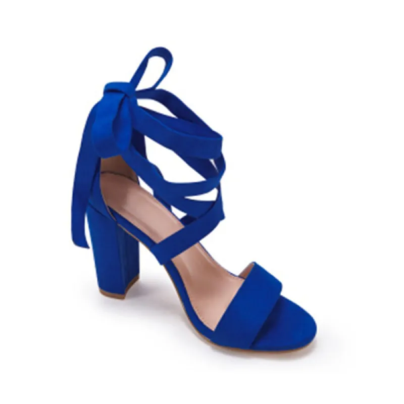 Lace Up Block High Heel Sandals Open Toe Ankle Strap Pumps sold by Tinstree