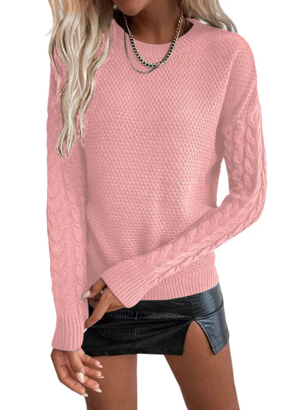 Women Pullover Sweater Casual Long Sleeve Crewneck Chunky Knit Jumper Tops sold by Tinstree