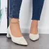 Comfy Pointed Toe Block Low Heel Pumps Solid Color Dress Shoes sold by Tinstree