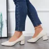 Comfy Pointed Toe Block Low Heel Pumps Solid Color Dress Shoes sold by Tinstree