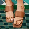 Square Toe Ring Sandals Flat Flip Flops Slippers sold by Tinstree