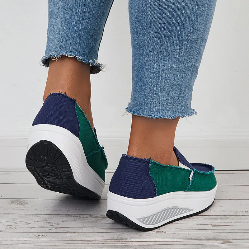 Retro Canvas Sneakers Platform Slip On Wedge Loafers Shoes sold by Tinstree product image thumbnail 5